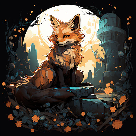 empr80_a_cute_fox_under_a_full_moon_on_a_rocky_hill_in_the_styl_8750abfa-e190-443f-aa29-a95a3921bb88-1