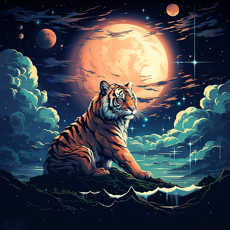 empr80_pixel_art_style_of_a_tiger_floating_in_space_with_moon_a_cbcc584e-2eb3-4281-8140-f709bf93fa4c